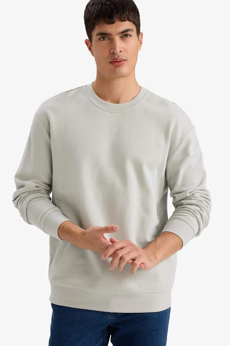 ديفاكتو Regular Fit Cotton Basic Sweatshirt