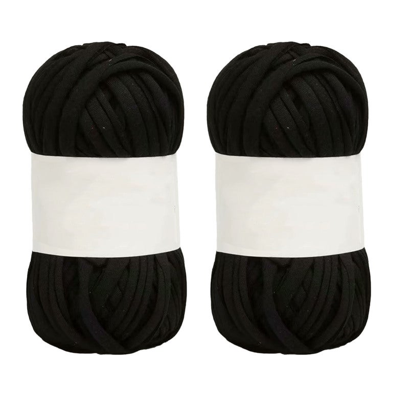 Spaghetti Yarn 0.8 Inch Wide 25.2 Yards Long Soft Cotton - Bright Black 5 Pieces T Shirt Yarn for Crocheting Knitting DIY Macrame Wall Hanging Rug Making - Image 3