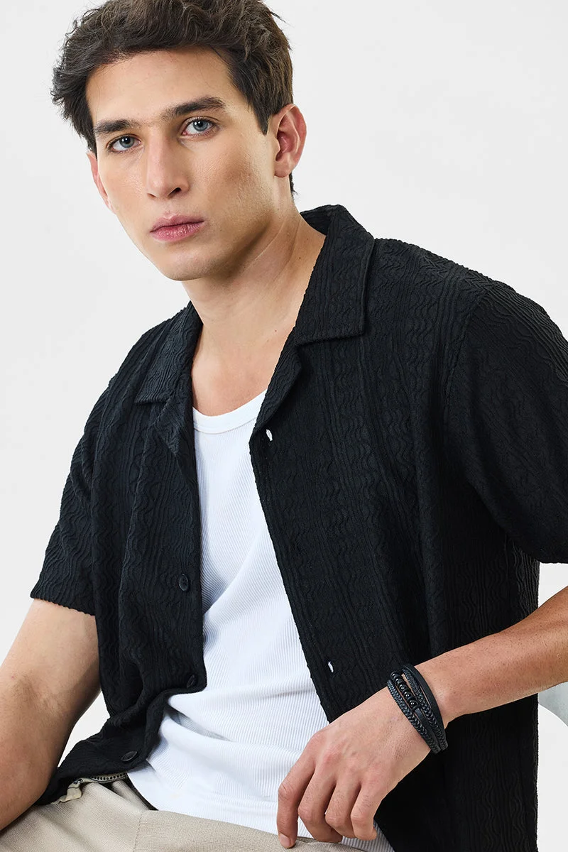 SNITCH Self-design Slim Fit Stretch Shirt