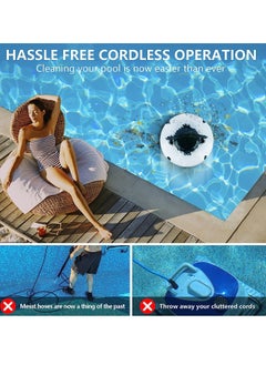 Generic Cordless Robotic Pool Vacuum for Above Ground Pools, Dual,Drive Motors, 90,120 Minutes Runtime, IPX8 Waterproof, Lightweight Design, Auto,Dock Feature  - Image 2