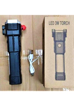 3W Torch Light,3W Torch Light Rechargeable Torch Flashlight,Long Distance Beam Range Car Rescue Torch with Hammer Window Glass and Seat Belt Cutter Built
