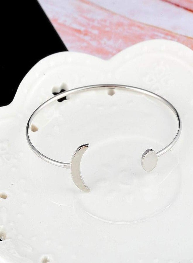 YINLI 2 Pack Simple Cuff Bracelet Bangle Stretch Bracelets for Women (Sun and moon) - Image 3