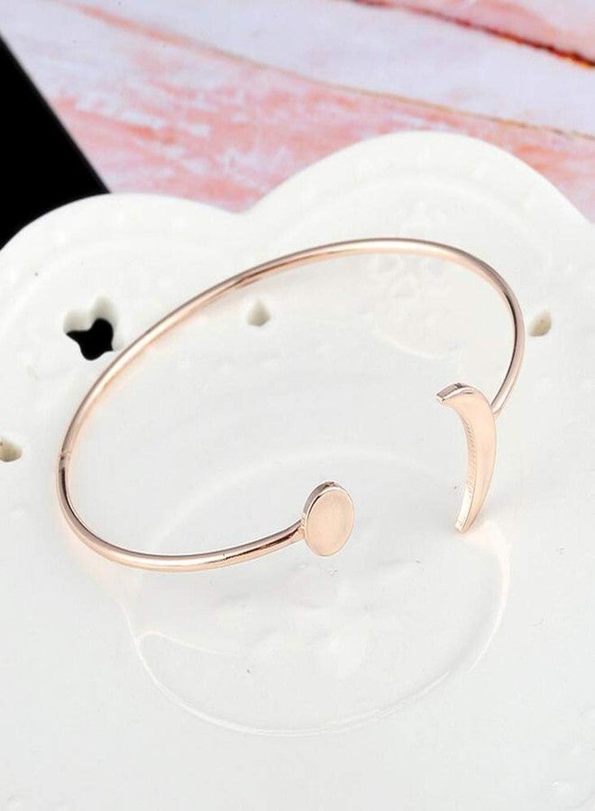 YINLI 2 Pack Simple Cuff Bracelet Bangle Stretch Bracelets for Women (Sun and moon) - Image 2