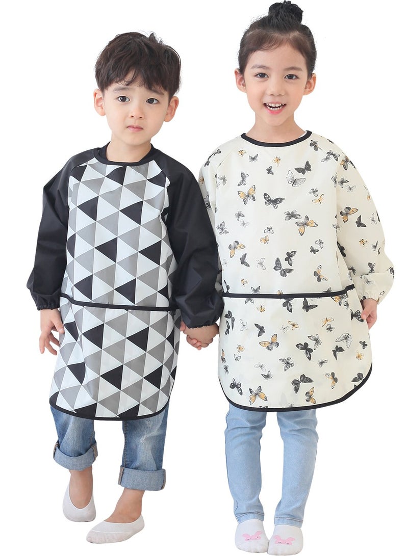 Plie Kids Painting Apron – Waterproof Long Sleeve Art Smock for Toddlers & Preschoolers, Messy Play, Baking, Crafts, Cooking, Sensory Activities (Ages 1–10), Butterfly Print (38-L) - Image 3