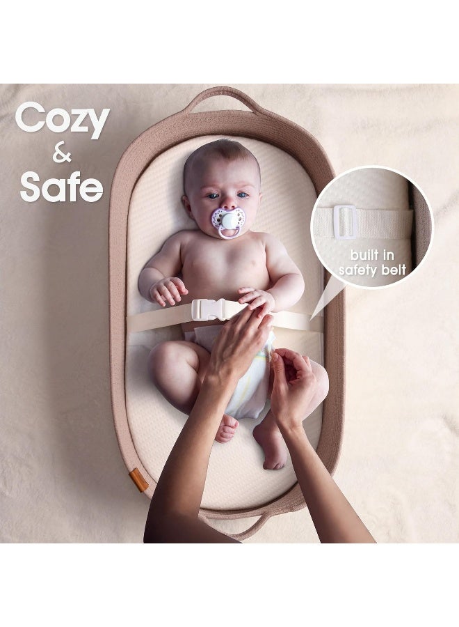 JJOO J&JOO Baby Changing Basket - Portable Diaper Caddy, Breathable Table Topper, Pad for Dresser, Cotton Rope Basket, Mat, Gift for Baby Shower - Image 3