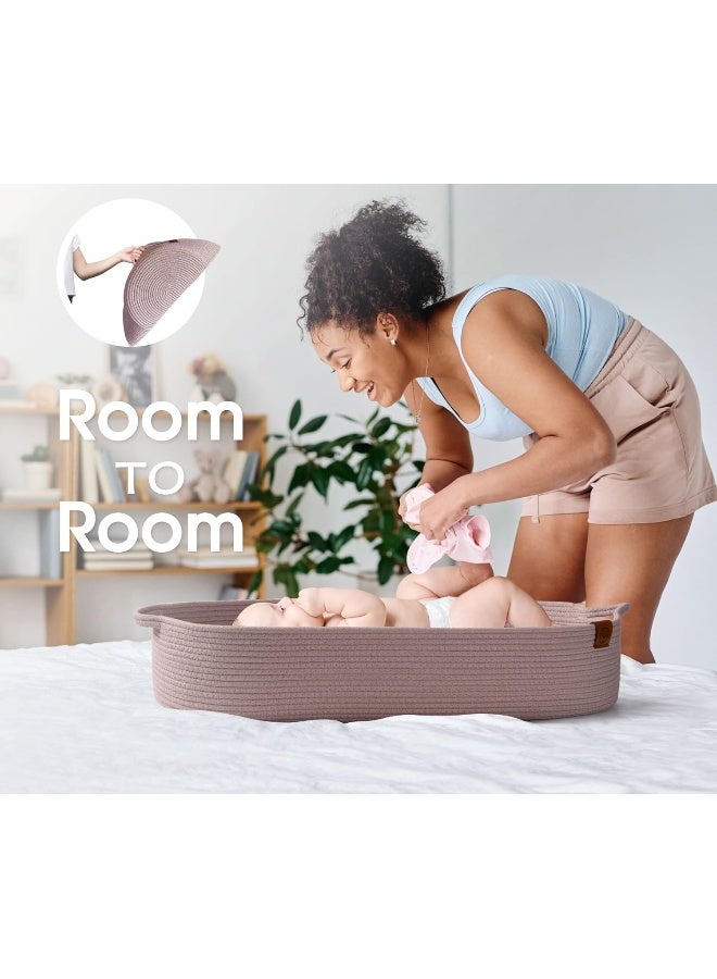 JJOO J&JOO Baby Changing Basket - Portable Diaper Caddy, Breathable Table Topper, Pad for Dresser, Cotton Rope Basket, Mat, Gift for Baby Shower - Image 2