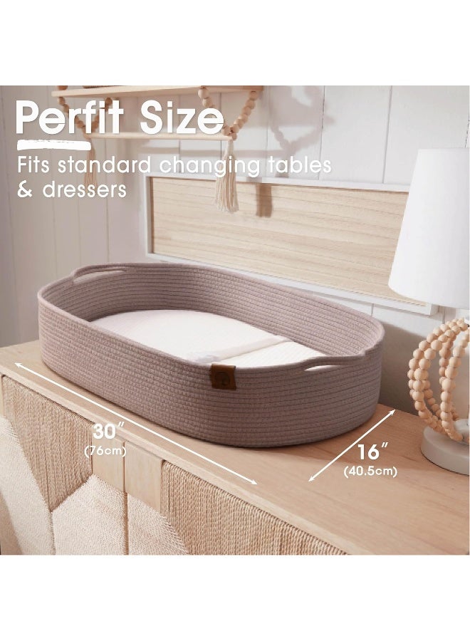 JJOO J&JOO Baby Changing Basket - Portable Diaper Caddy, Breathable Table Topper, Pad for Dresser, Cotton Rope Basket, Mat, Gift for Baby Shower - Image 4