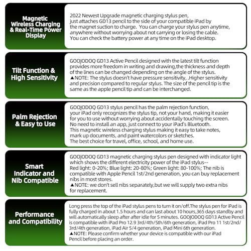 GOOJODOQ iPad Pencil 2nd Generation with Magnetic Wireless Charging,GOOJODOQ GD13 Stylus Pen for iPad with Tilt Palm Rejection for Apple iPad Pro (11/12.9 Inch),iPad Air 4th/5th Gen,iPad mini 6th Gen,Purple - Image 3