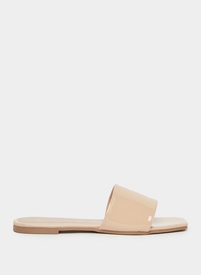 Styli Leather Look Open Toe Flat Sandals - Image 2