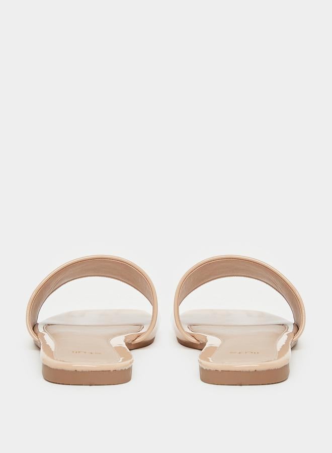 Styli Leather Look Open Toe Flat Sandals - Image 5