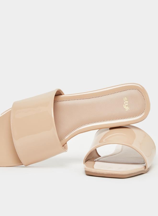 Styli Leather Look Open Toe Flat Sandals - Image 4