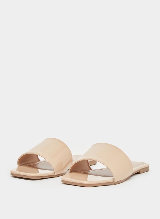 Styli Leather Look Open Toe Flat Sandals - Image 3
