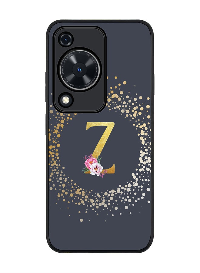 Stylizedd Rugged Black edge case for Huawei nova Y72 / Huawei Enjoy 70 4G, Slim fit Soft Cover Custom Monogram Initial Letter Floral Pattern Alphabet - Z (Grey) - Image 1