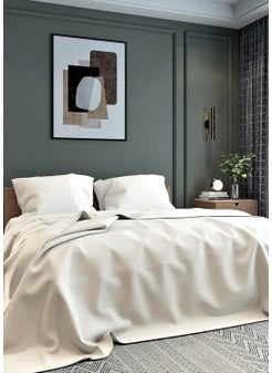 BELVOSTUM Belvostum Homes 144 TC 100 Microfiber Super Solid Plain Bedsheet Double Bed with 2 Pillow Covers Solid Ivory Double Bed  - Image 2