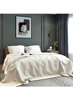 BELVOSTUM Belvostum Homes 144 TC 100 Microfiber Super Solid Plain Bedsheet Double Bed with 2 Pillow Covers Solid Ivory Double Bed  - Image 1
