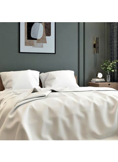 BELVOSTUM Belvostum Homes 144 TC 100 Microfiber Super Solid Plain Bedsheet Double Bed with 2 Pillow Covers Solid Ivory Double Bed  - Image 3