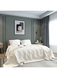 BELVOSTUM Belvostum Homes 144 TC 100 Microfiber Super Solid Plain Bedsheet Double Bed with 2 Pillow Covers Solid Ivory Double Bed  - Image 4