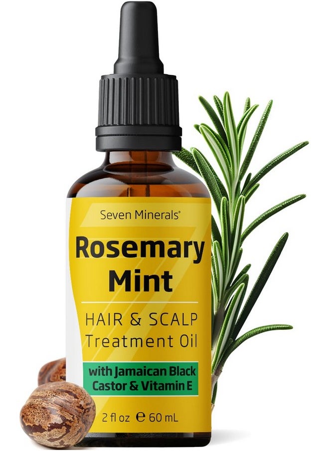 Seven Minerals Seven Minerals, NEW Rosemary Oil for Hair Growth, Infused with Jamaican Black Castor Oil, Vitamin E, Mint & Natural Hair Strengthening Oils, Thicker, Longer, Softer Hair for Men & Women (2 fl oz)  - Image 1