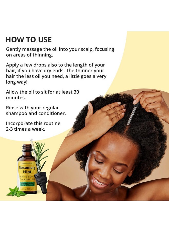 Seven Minerals Seven Minerals, NEW Rosemary Oil for Hair Growth, Infused with Jamaican Black Castor Oil, Vitamin E, Mint & Natural Hair Strengthening Oils, Thicker, Longer, Softer Hair for Men & Women (2 fl oz)  - Image 4