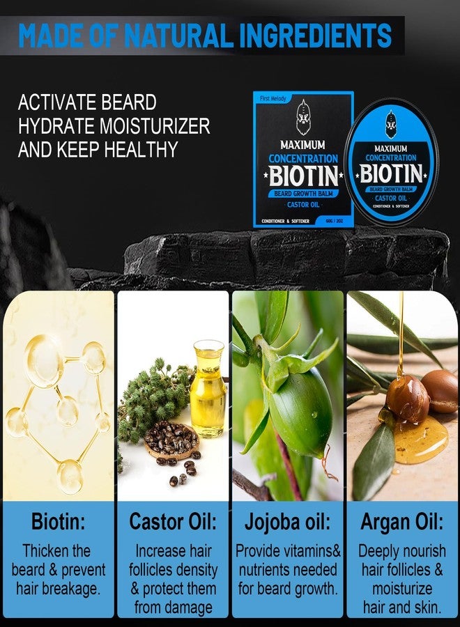 First Melody Beard Balm, Maximum Concentration Biotin, with Castor Oil and Argan & Jojoba Oils, Promotes Beard Growth, Styles, Strengthens & Softens Beards & Mustaches, 2 Ounce，Cedar - Image 5