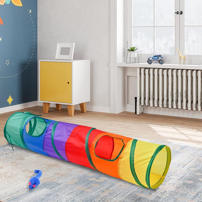 iCAGY Cat Tunnel for Indoor Cats Interactive, Rabbit Tunnel Toys, Pet Toys Play Tunnels for Cats Kittens Rabbits Puppies Crinkle Pop Up Rainbow 45" - Image 2