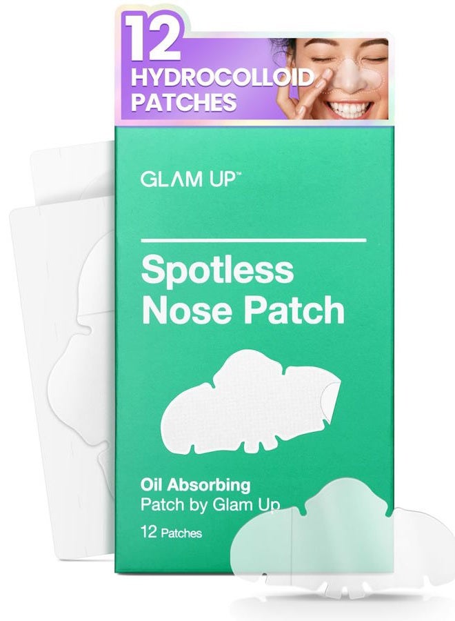 Glam Up Spotless Nose Patch Hydrocolloid Coverage for Nose Pores,Zits and Oil - Strong Waterproof to Absorb Acne Nose Gunk, and Calm Treatment with Tea Tree (12 Patches) - Image 1