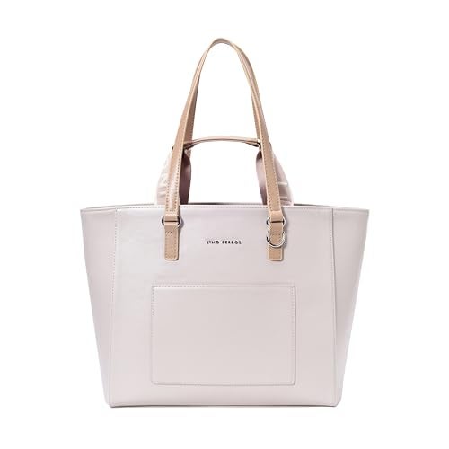 Lino Perros Women's Color-Blocked Commuter Tote Bag, Beige - Image 2