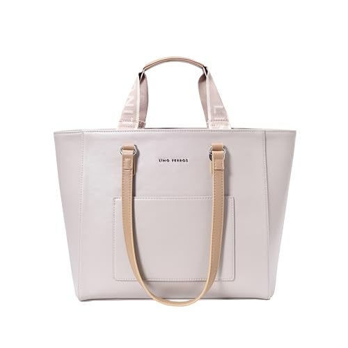 Lino Perros Women's Color-Blocked Commuter Tote Bag, Beige - Image 1