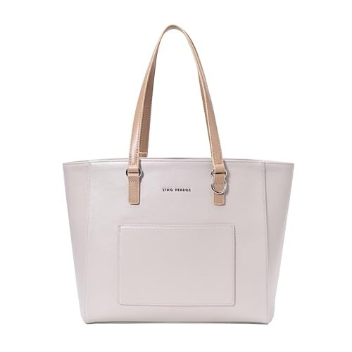 Lino Perros Women's Color-Blocked Commuter Tote Bag, Beige - Image 3