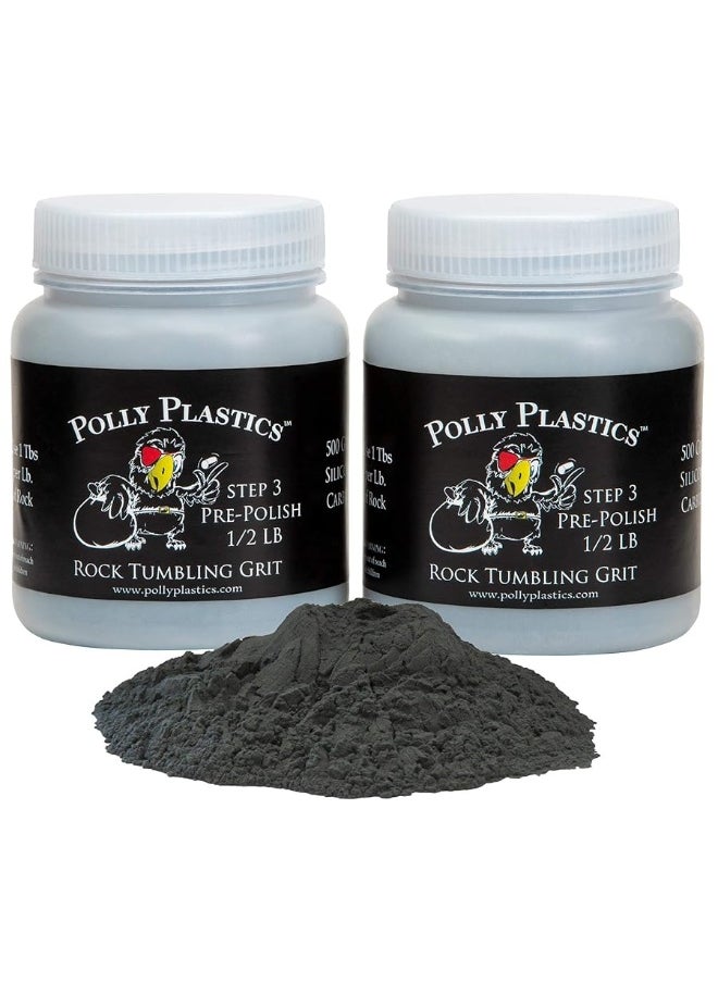 Polly Plastics - Polly Plastics Rock Tumbler Media Grit Refill, Pre-Polish 500 Silicon Carbide Grit, Stage 3 for Tumbling Stones (2 Pack) (1 lb.) - Image 1