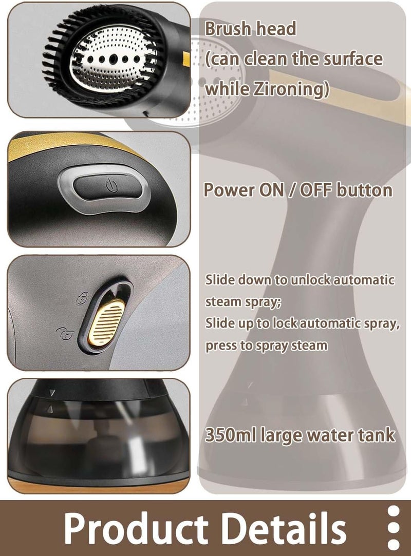 EqiEch Garment Steamer,1500W Handheld Steam Iron,Fast Heat-up Portable Travel Clothes Steamer,350ml Large Water Tank and Brushes,Fabric Wrinkle Remover with Strong Penetrating Steam for Home,Travel - Image 4