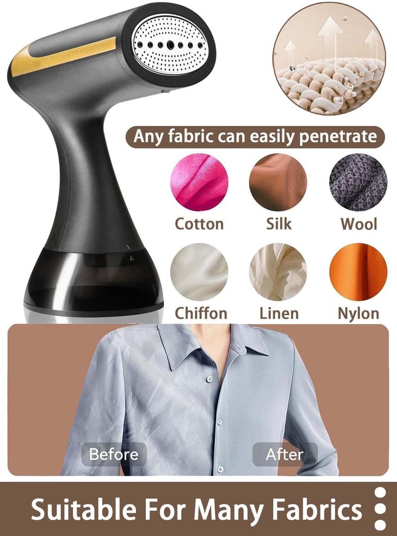 EqiEch Garment Steamer,1500W Handheld Steam Iron,Fast Heat-up Portable Travel Clothes Steamer,350ml Large Water Tank and Brushes,Fabric Wrinkle Remover with Strong Penetrating Steam for Home,Travel - Image 3