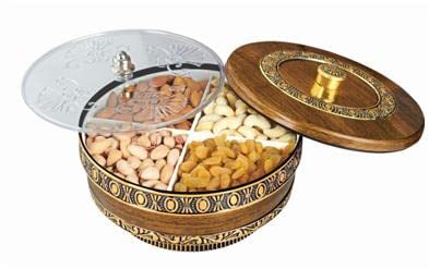 Liza Liza Dry Fruit/Spice Box Wood Food-grade Jar/Container Dabba Organizer Handmade/Spice Storage Racks Jars, 4 Compartment Storage Box, Masala Box for Home - Image 5