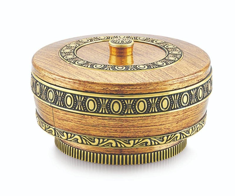 Liza Liza Dry Fruit/Spice Box Wood Food-grade Jar/Container Dabba Organizer Handmade/Spice Storage Racks Jars, 4 Compartment Storage Box, Masala Box for Home - Image 3