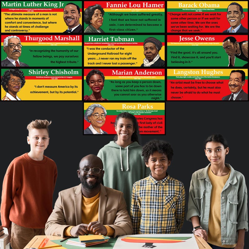 QOUBAI Black History Month Poster Decorations Famous People Banner Learning Charts Bulletin Board Motivational Posters with Famous African American Inspirational Quotes for School Classroom Wall Decor - Image 4