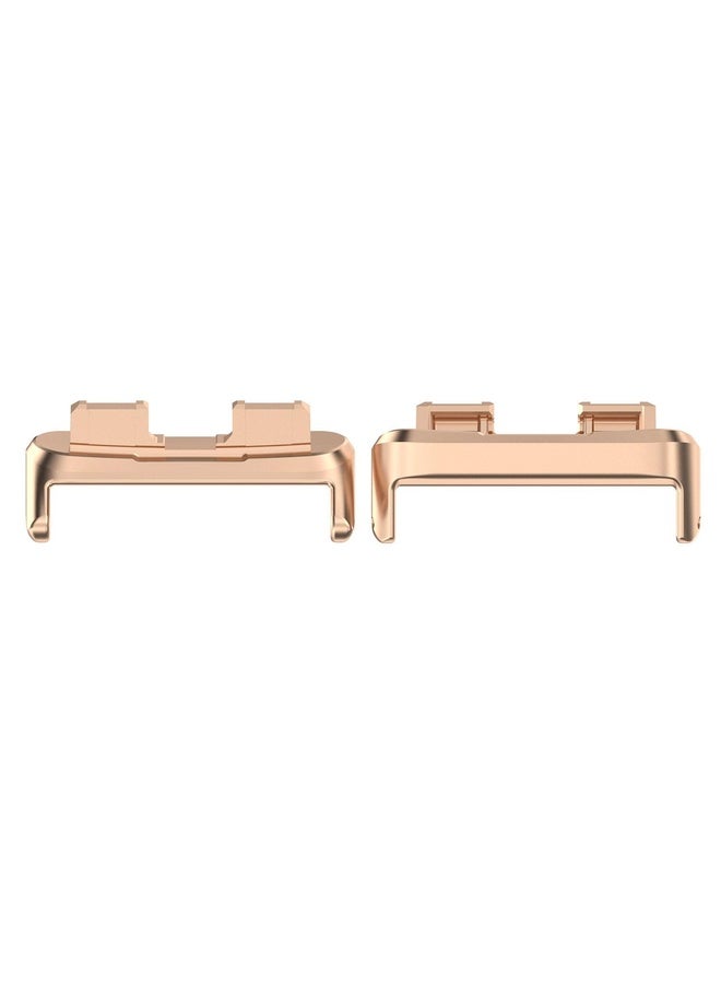 BURAQ For Huawei Band 10 / 9 / 8 1 Pair Stainless Steel Metal Watch Band Connector(Rose Gold) - Image 1