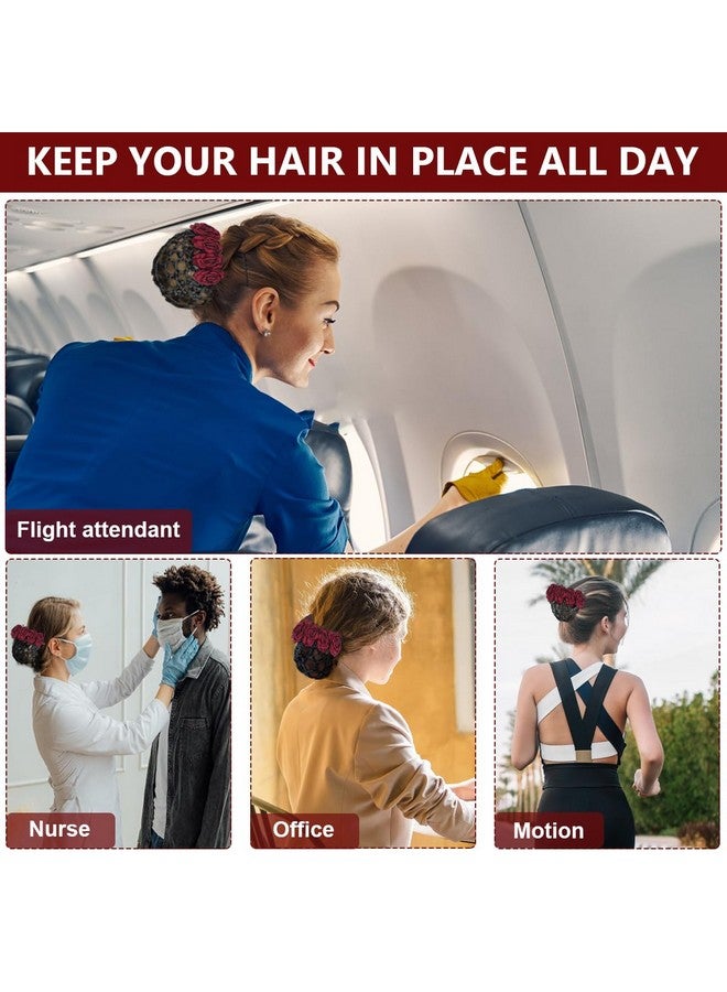 MAYCREATE® Women Hair Clip With Flower Bun Net for Work, Daily Use, Dancer, Nurse, etc (Red) - Image 5