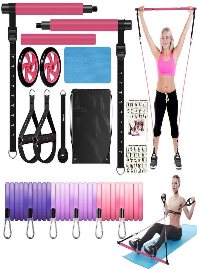 Olodeer Pilates Bar Kit with Resistance Bands, Pilates Reformer Exercise Bar with Ab Roller at Home Workout Equipment, Pilates Bar Set for Full Body Training Women & Men - Image 1