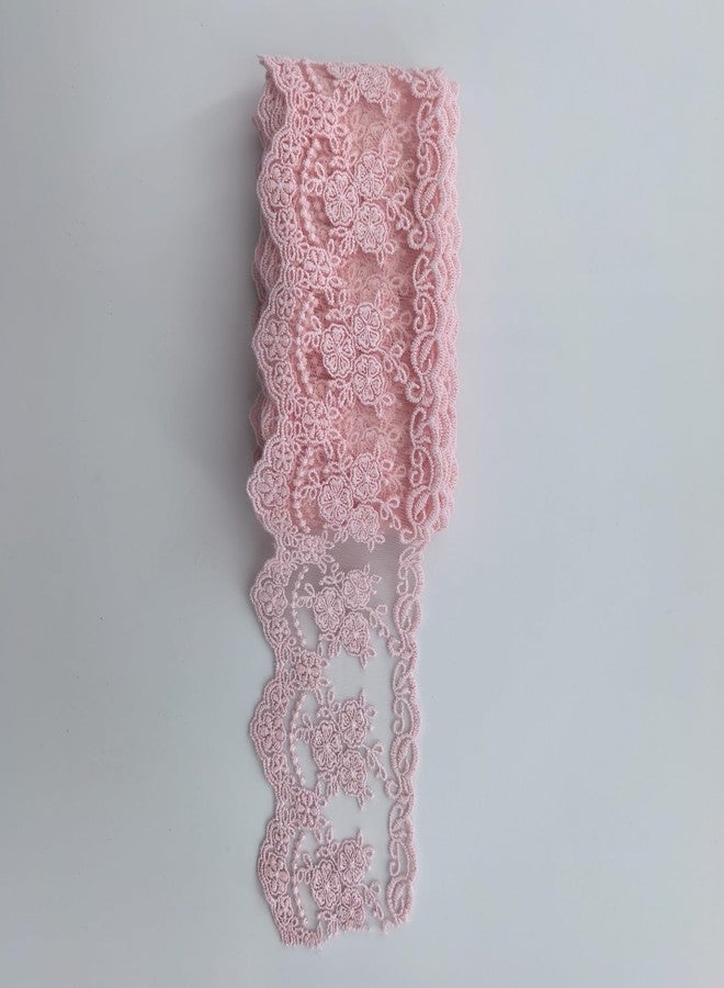 Sourcemall Lace Trim Ribbon, Delicate Crown Ribbon for Crafts Sewing and Bridal Wedding Dress Applique Decorations, 3.3inch Width 5 Yards/Lot (Pink) - Image 5