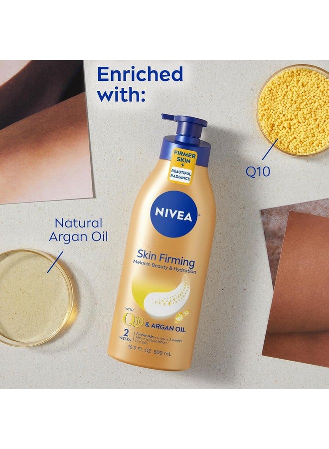 NIVEA Skin Firming Melanin Beauty and Hydration Body Lotion with Q10 and Argan Oil, Firmer Skin in as Little As Two Weeks, 16.9 Fl Oz Bottle - Image 3