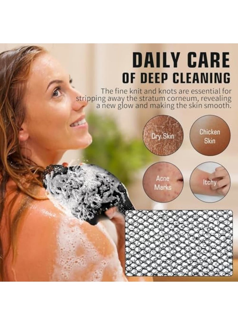 SYOSI African Net Sponge - Exfoliating Bath Wash Cloth, Long Body Exfoliator, Ideal Shower Bath Accessories, Back, Foot, and Scalp Scrub, Flat Dead Skin Remover (Black) - Image 4