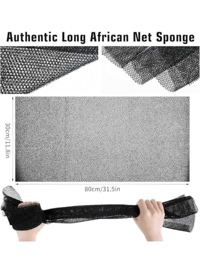 SYOSI African Net Sponge - Exfoliating Bath Wash Cloth, Long Body Exfoliator, Ideal Shower Bath Accessories, Back, Foot, and Scalp Scrub, Flat Dead Skin Remover (Black) - Image 5