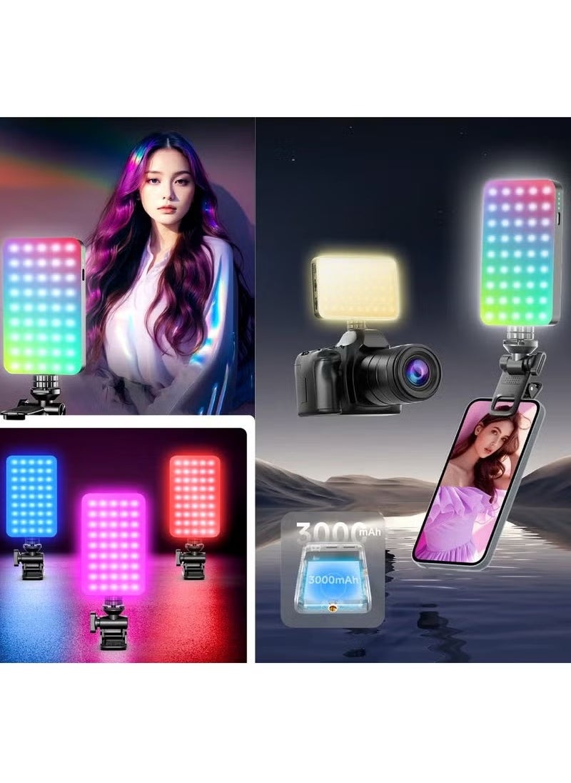 TIGER - D10S 129 LED RGB Video Light – 360° Full Color Portable LED Camera Light with 3000mAh Rechargeable Battery, CRI 95+, Adjustable 2500K–9000K Color Temperature, Type-C Charging – Mini Pocket Fill Light for Photography, Vlogging & Video Production - Image 1