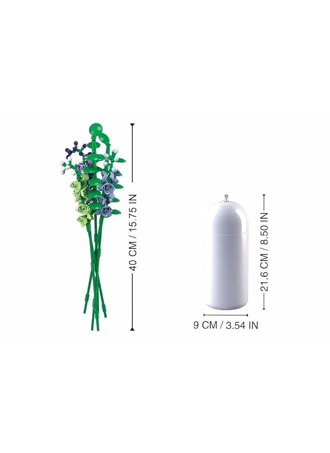 سلوبان مجموعة بناء مزهرية زهور حاوية زهور فريدة من نوعها تحتوي على 206 قطعة وزهور Rocket Larkspur  - Image 4