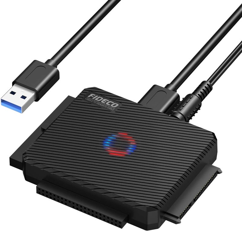 FIDECO SATA/IDE to USB 3.0 Adapter for 2.5/3.5 Inch HDD, SSD, and DVD Drives - Image 1