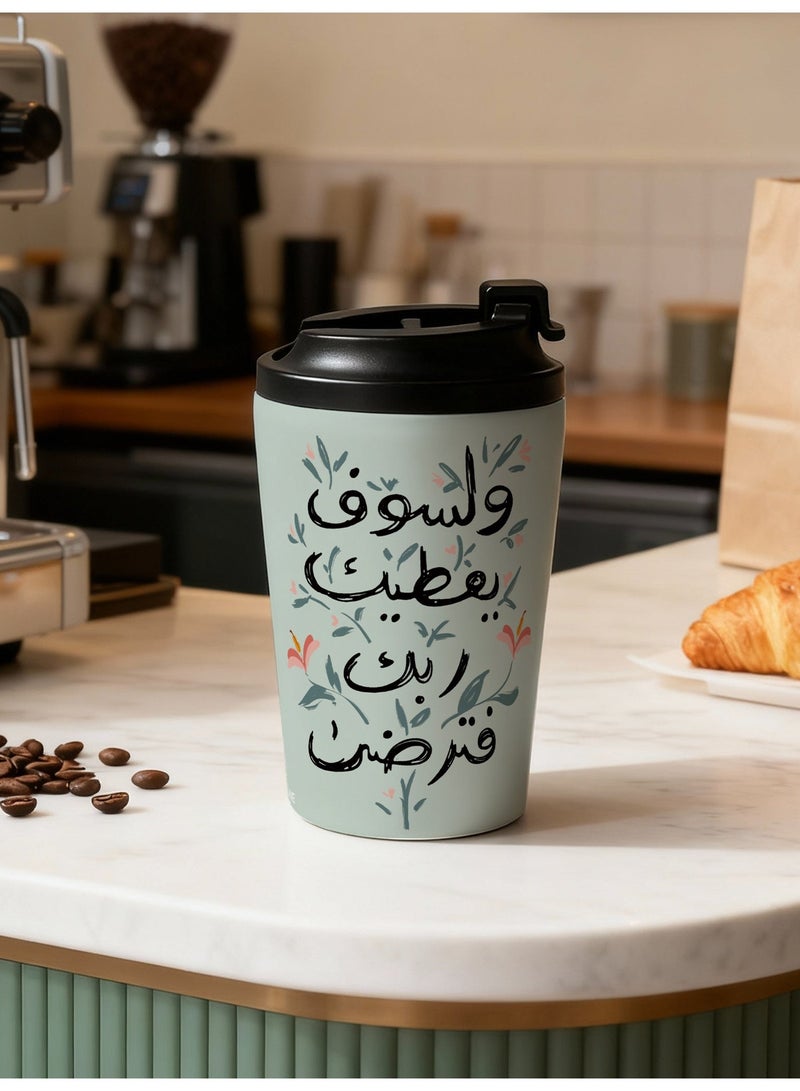 جالادون كوب قهوة من الفولاذ المقاوم للصدأ بسعة 12 أونصة، كوب حافظ للحرارة مزدوج الجدار ومعزول بالتفريغ الهوائي، كوب محمول مانع للتسرب للمشروبات الساخنة والباردة، كوب معزول بتصميم زهري أنيق للاستخدام في السيارة، وأثناء التنقلات اليومية، وفي المنزل. - Image 1