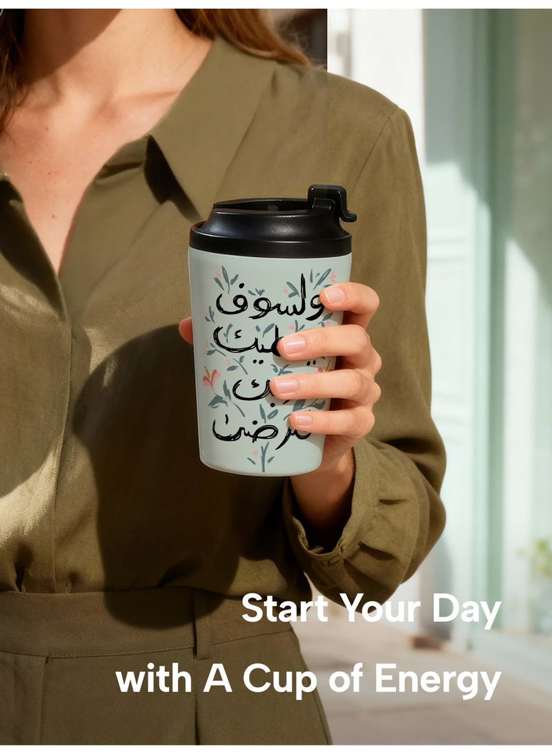 جالادون كوب قهوة من الفولاذ المقاوم للصدأ بسعة 12 أونصة، كوب حافظ للحرارة مزدوج الجدار ومعزول بالتفريغ الهوائي، كوب محمول مانع للتسرب للمشروبات الساخنة والباردة، كوب معزول بتصميم زهري أنيق للاستخدام في السيارة، وأثناء التنقلات اليومية، وفي المنزل. - Image 4