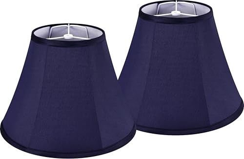 Goso Blue Bell Lamp Shades Set of 2 Medium Lamp Shade 6" Top x 13" Bottom x 9.8" High(Spider) Traditional Fabric Lampshade for Table Lamp & Bedside Lamp - Side Ribbing Imperial Shade Hand Crafted By GO&SO - Image 1