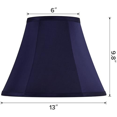 Goso Blue Bell Lamp Shades Set of 2 Medium Lamp Shade 6" Top x 13" Bottom x 9.8" High(Spider) Traditional Fabric Lampshade for Table Lamp & Bedside Lamp - Side Ribbing Imperial Shade Hand Crafted By GO&SO - Image 2