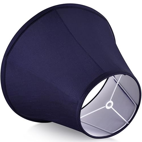 Goso Blue Bell Lamp Shades Set of 2 Medium Lamp Shade 6" Top x 13" Bottom x 9.8" High(Spider) Traditional Fabric Lampshade for Table Lamp & Bedside Lamp - Side Ribbing Imperial Shade Hand Crafted By GO&SO - Image 4